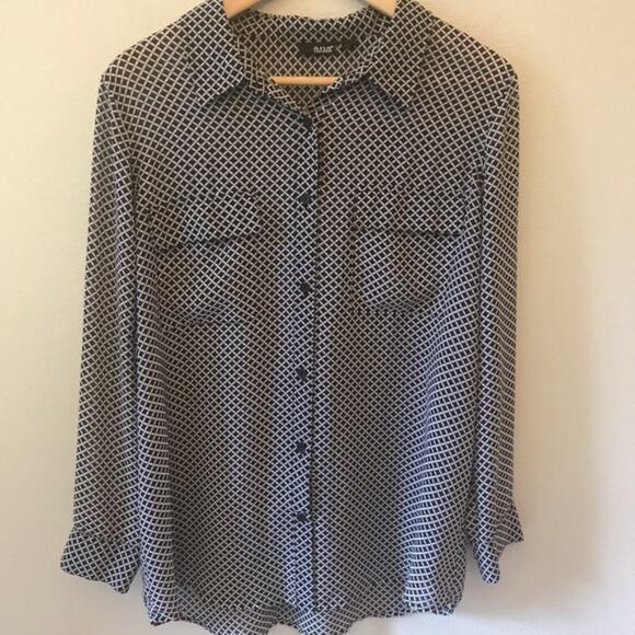 a.n.a.  Sheer Button Down Blouse Shirt Top Large - Picture 4 of 5
